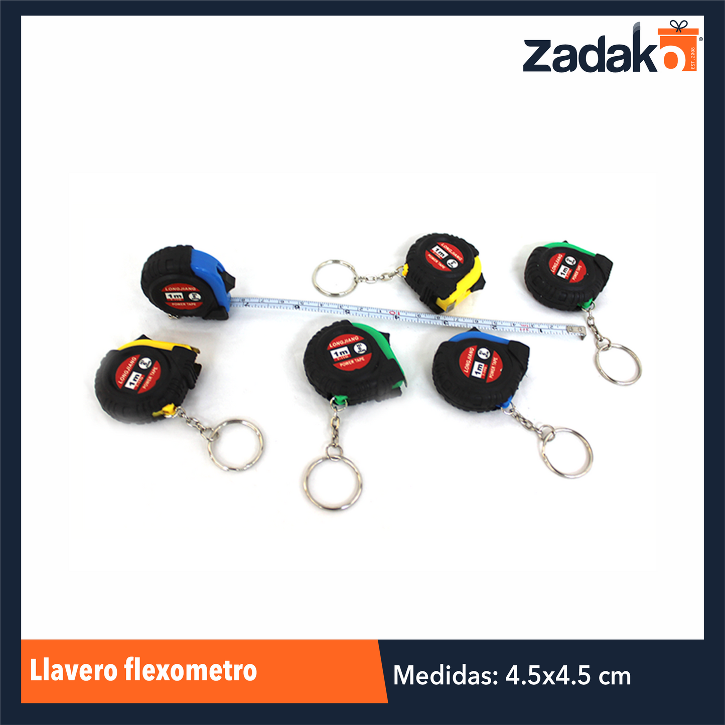 ZF-0004 ZK-8000 LLAVERO FLEXOMETRO 1 MT, CON 12 PZS, O CAJA CON 100 PQTS