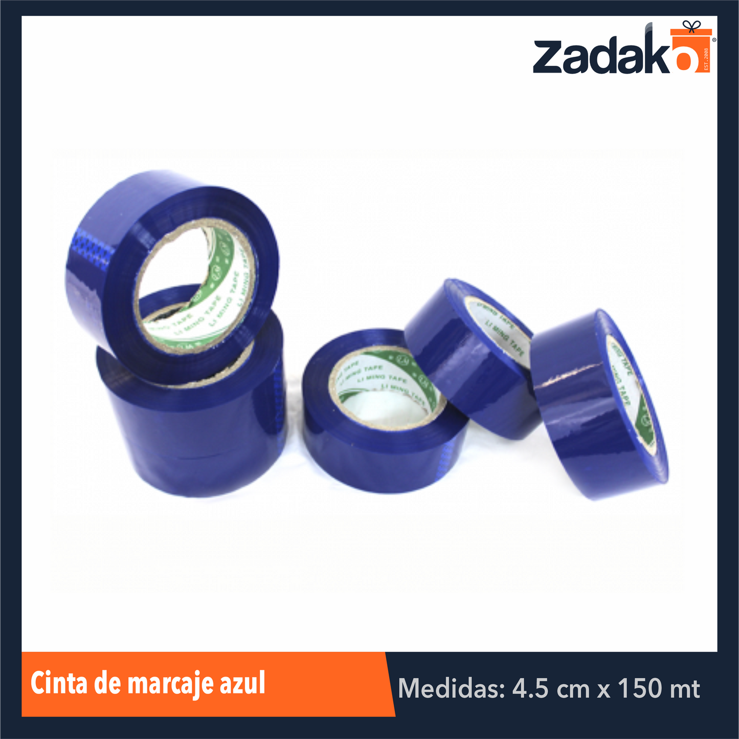 ZF-0087 ZF-0259 CINTA DE MARCAJE AZUL DE 4.5 CM Y 100 M, CON 1 PZ O CAJA CON 36 PZS