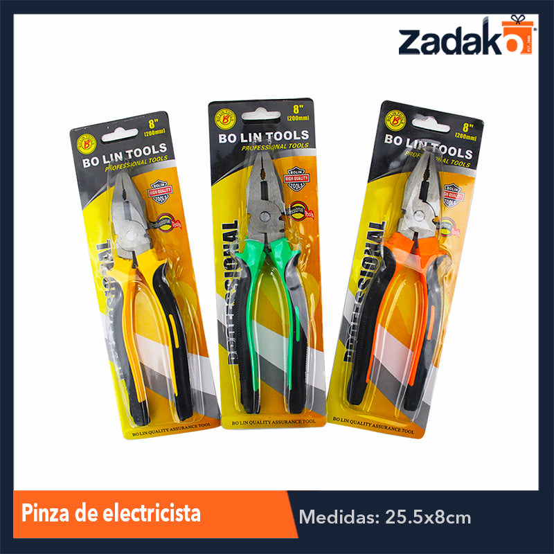 ZF-0098 PINZA DE ELECTRICISTA 8 PULGADAS, CON 1 PZ O CAJA CON 60 PZS