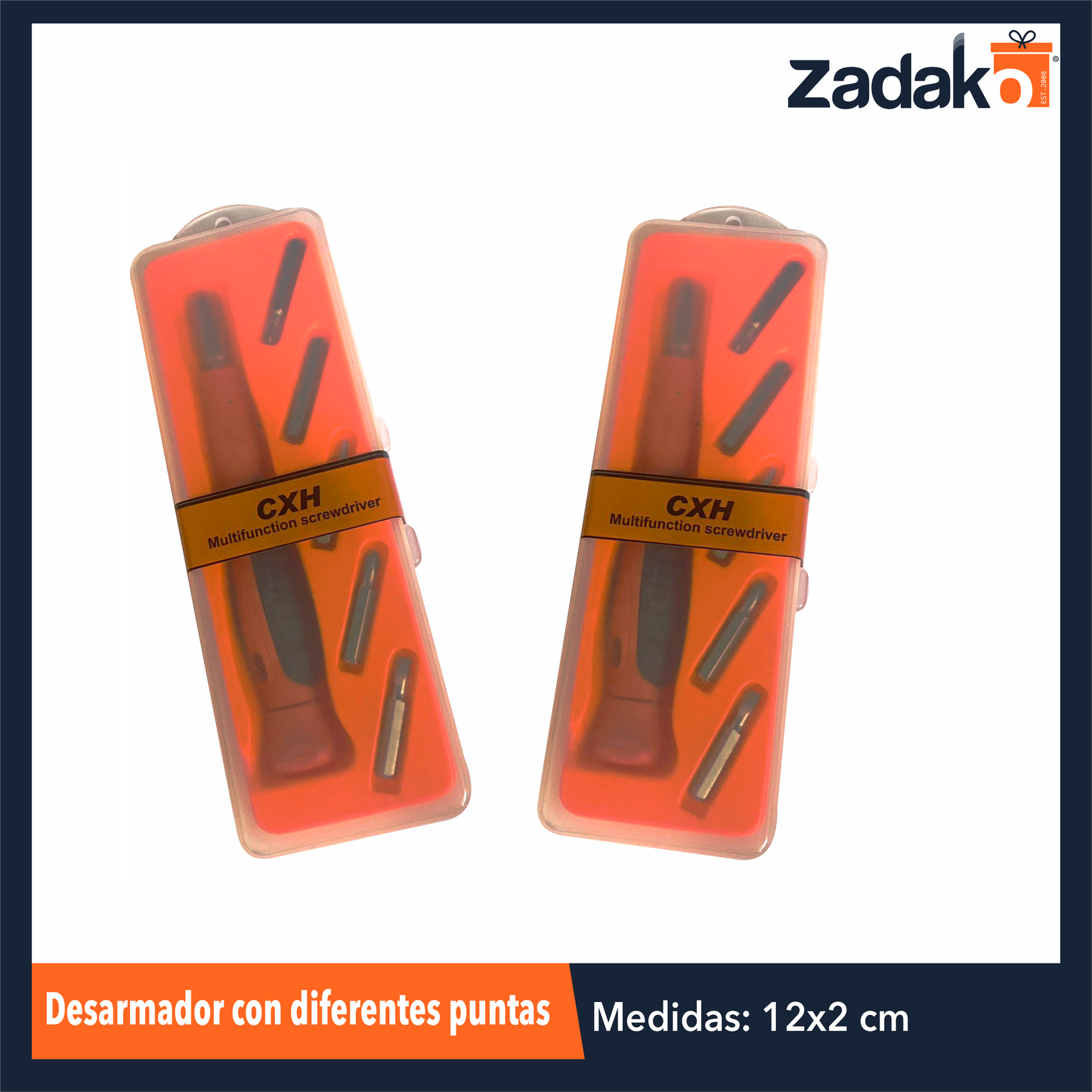 ZF-0166 DESARMADOR CON 5 DIFERENTES PUNTAS CON 1 PZ O CAJA CON 240 PZS