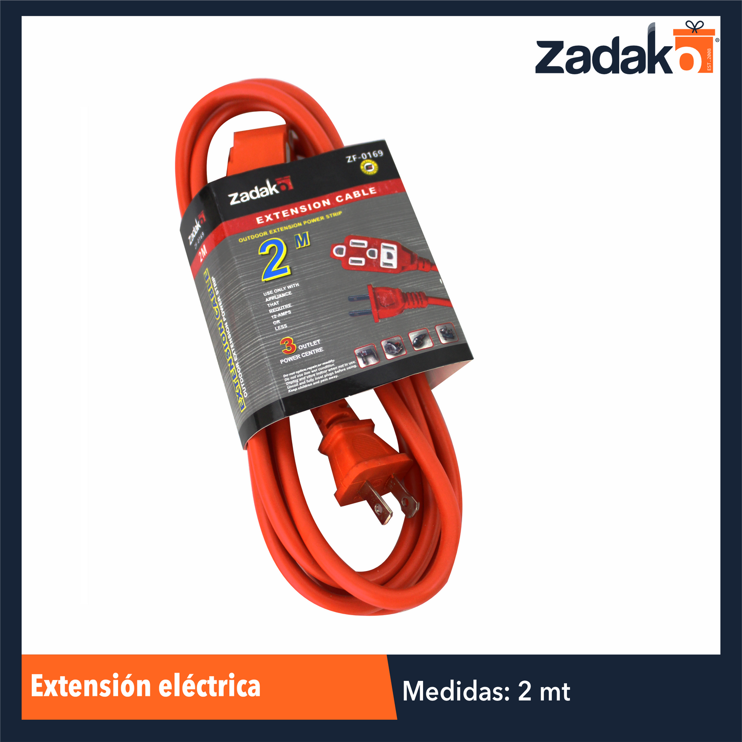 GPM-0081 ZF-0169 EXTENSIÓN ELÉCTRICA DE 2 MTS CON UNA PZ O CAJA CON 150 PZS