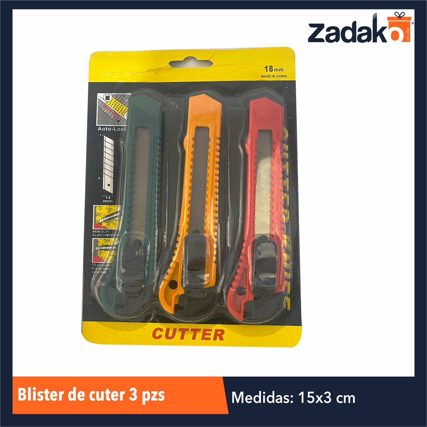 ZF-0174 BLISTER DE CUTTER 3 PZS CON 1 PZ O CAJA CON 240 PZS