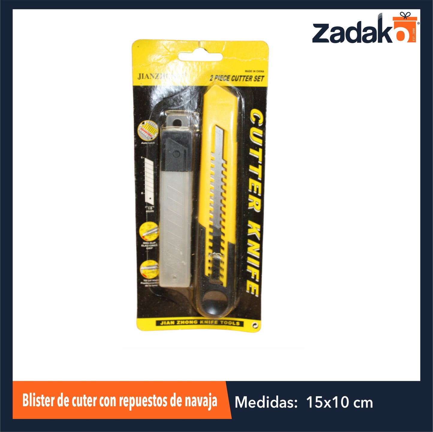 ZF-0190 BLISTER DE CUTER CON REPUESTOS DE NAVAJA CON 1 PZ O CAJA CON 240 PZS