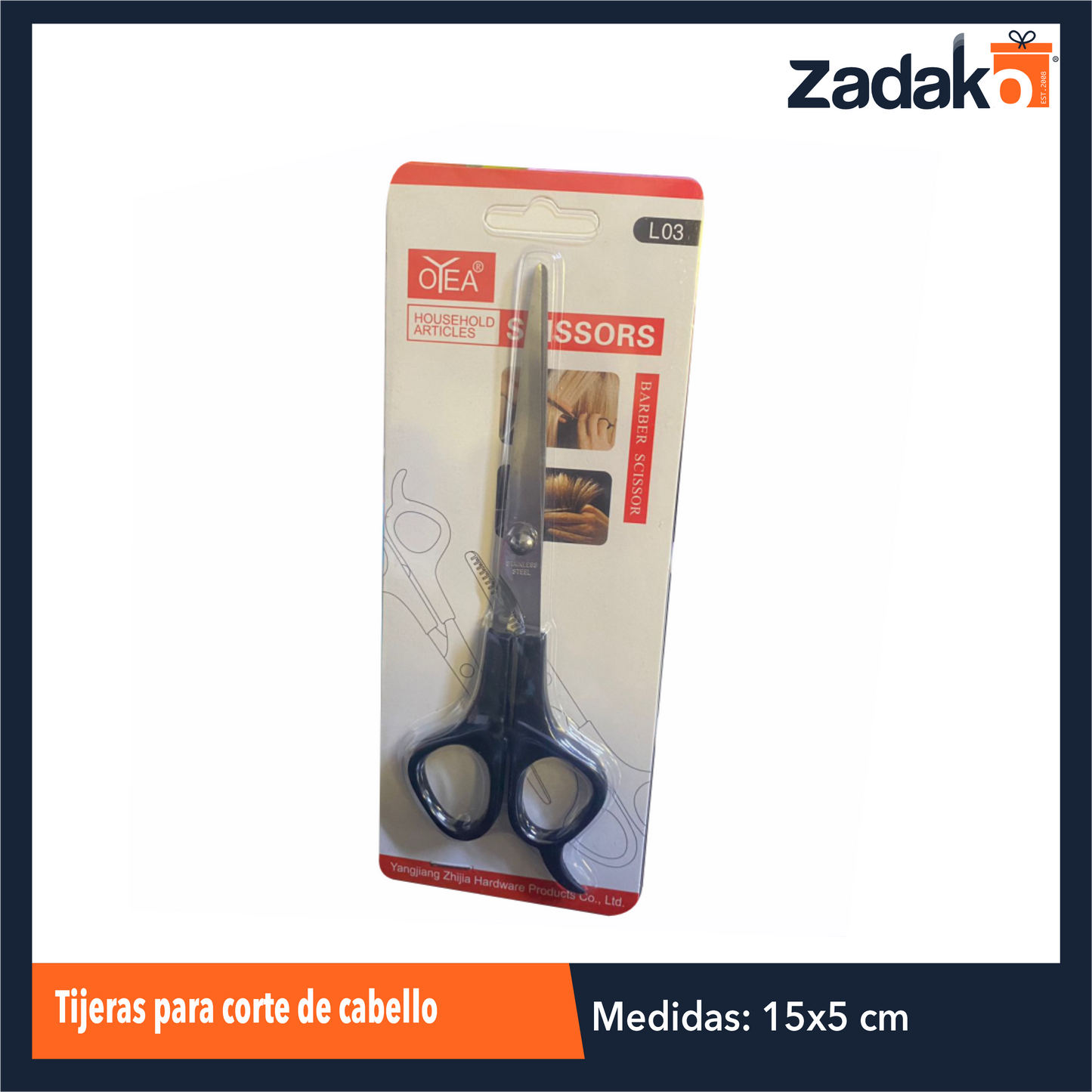 ZF-0195 TIJERAS PARA CORTE DE CABELLO CON 1 PZ O CAJA CON 480 PZS