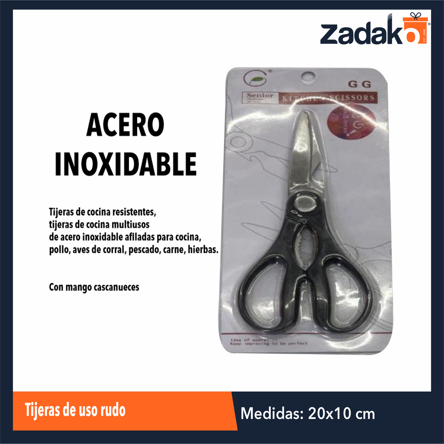 ZF-0202 TIJERAS DE USO RUDO CON 1 PZ O CAJA CON 240 PZS