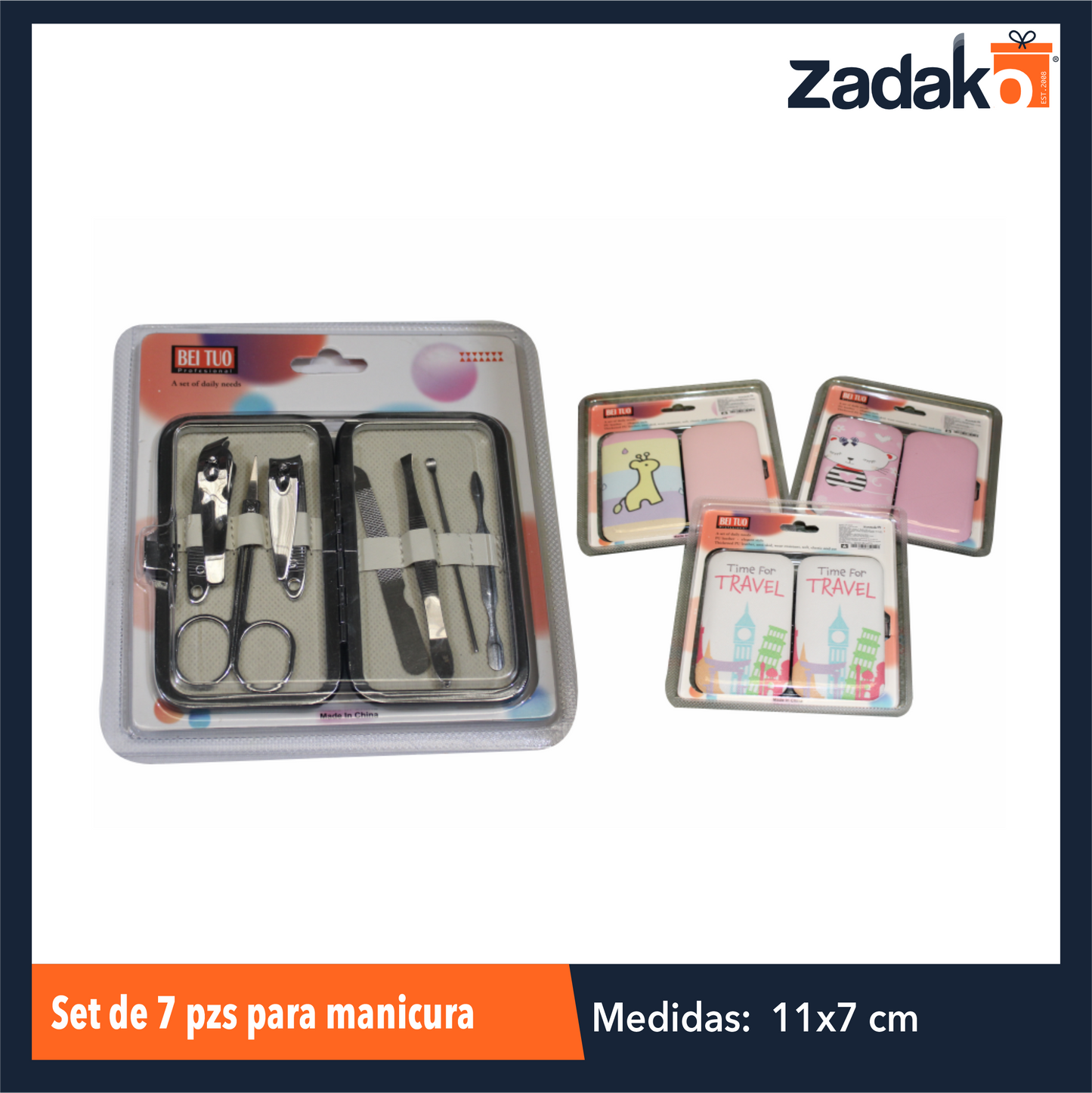 ZF-0223 SET DE 7 PIEZAS PARA MANICURA CON 1 PZ O CAJA CON 240 PZS