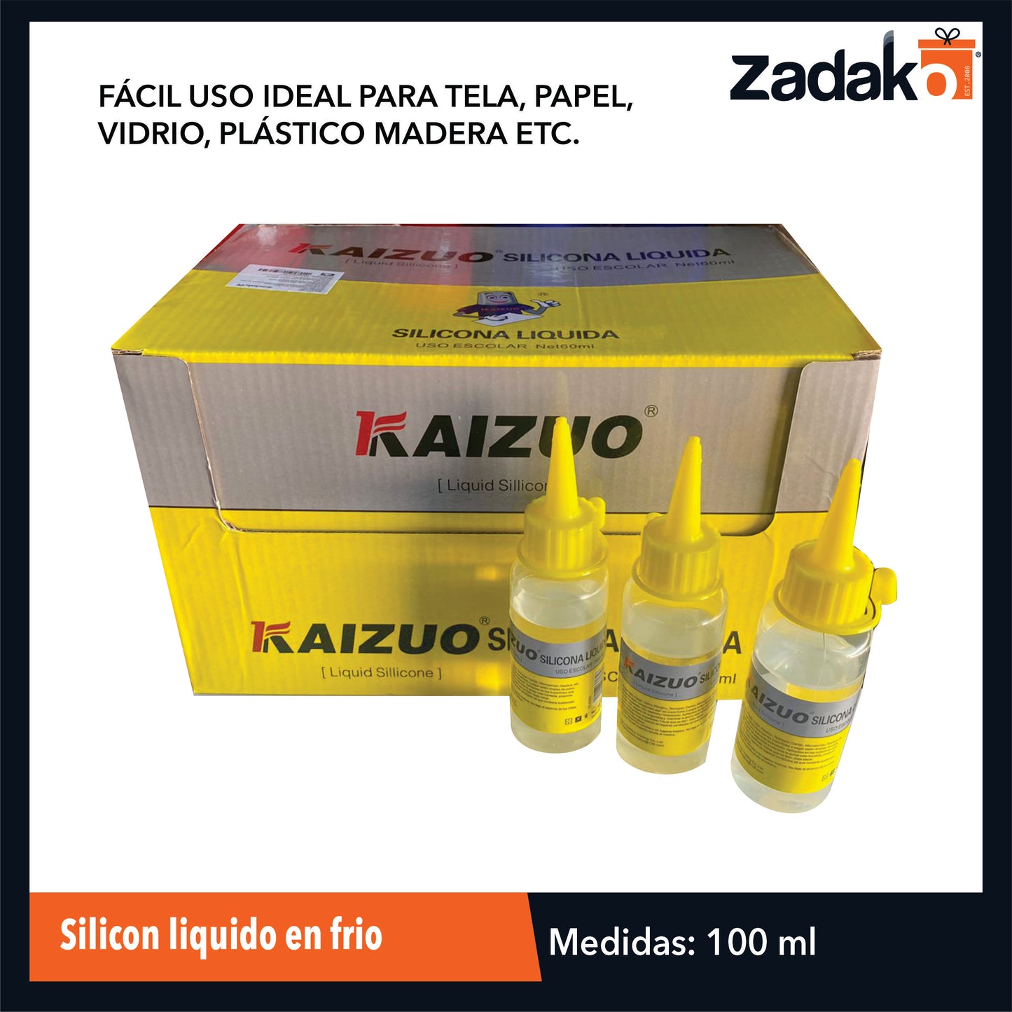 ZF-0262 SILICON LIQUIDO EN FRIO 100 ML CON 12 PZS O CAJA CON 16 PQTS