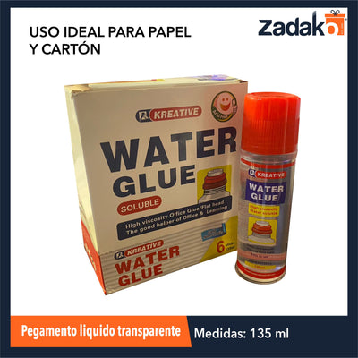 ZF-0264 PEGAMENTO LIQUIDO TRANSPARENTE USO IDEAL PARA PAPEL Y CARTON DE 135 ML CON 6 PZS O CAJA CON 24 PQTS