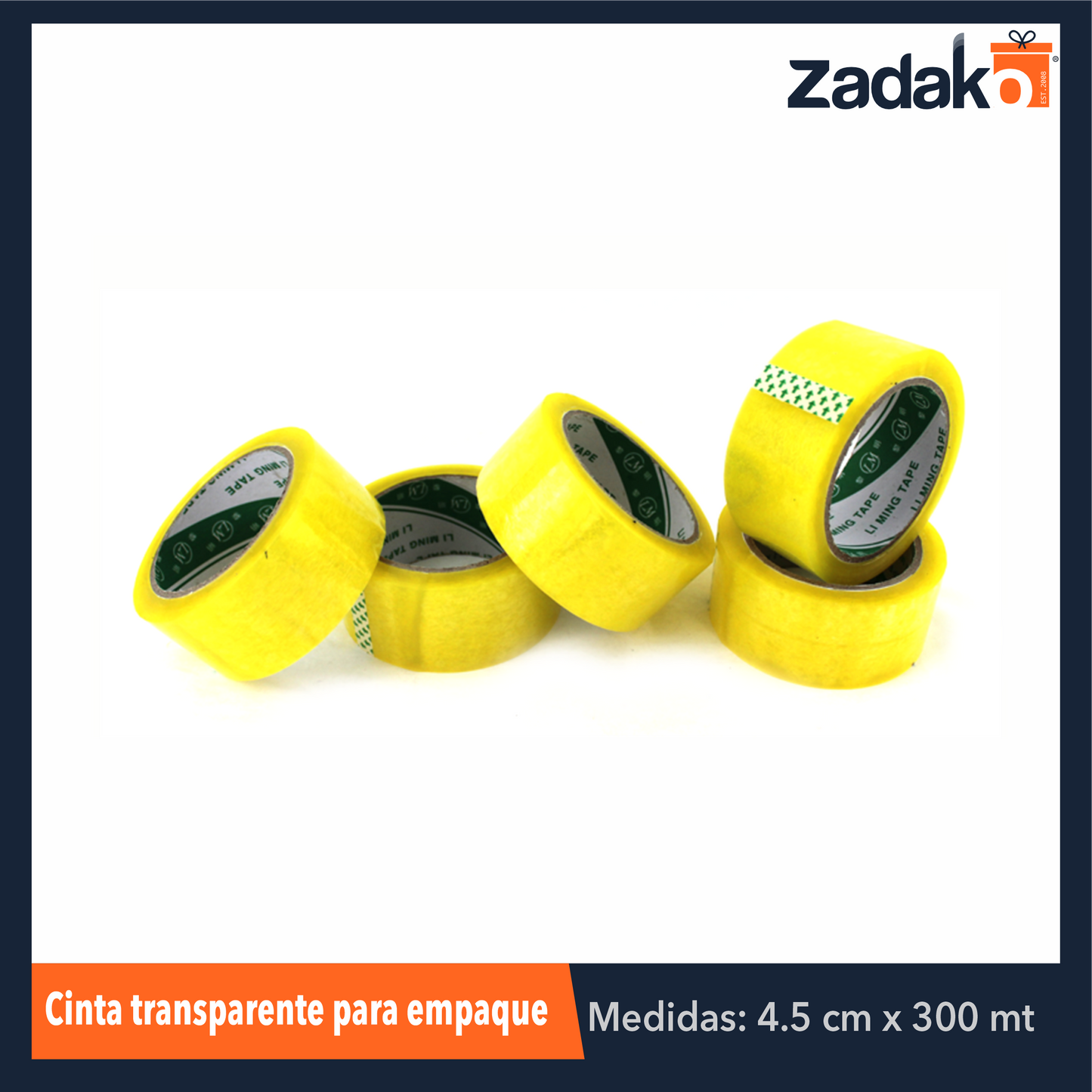 ZF-0481 CINTA PARA EMPAQUE TRANSPARENTE 4.5 x 150 MTS, CON 1 PZ O CAJA CON 36 PZS