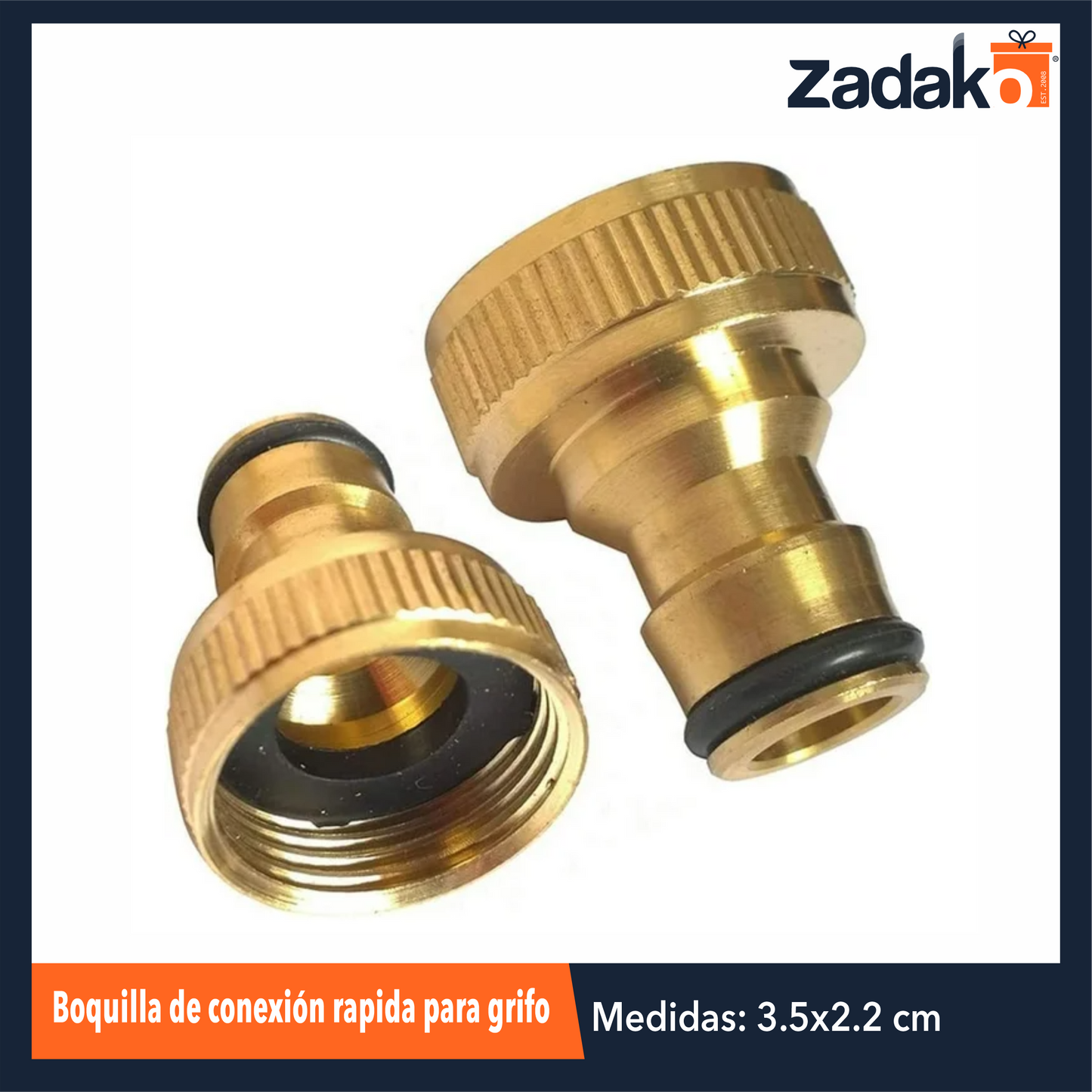 ZF-2278 BOQUILLA DE CONEXIÓN RAPIDA PARA GRIFO DE 22MM X 3.5CM CON 50 PZ O CAJA CON 10 PQTS