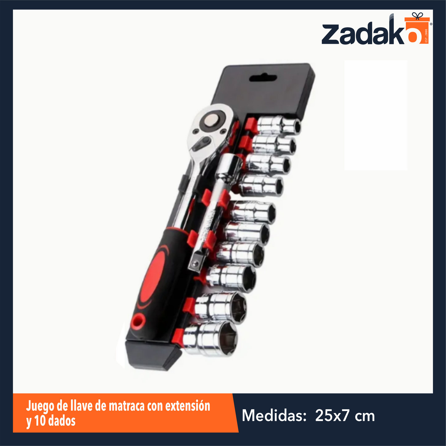 N-GPM-3458 ZF-2188 JUEGO DE LLAVE DE MATRACA CON EXTENSIÓN DE 1/4 DE PULGADA Y 10 DADOS CON 1 PZ O CAJA CON 48 PZS