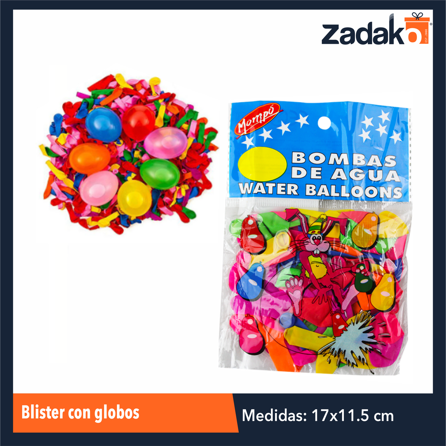 ZFI-0072 BLISTER C/GLOBOS, CON 50 PZS, O CAJA CON 24 PQTS