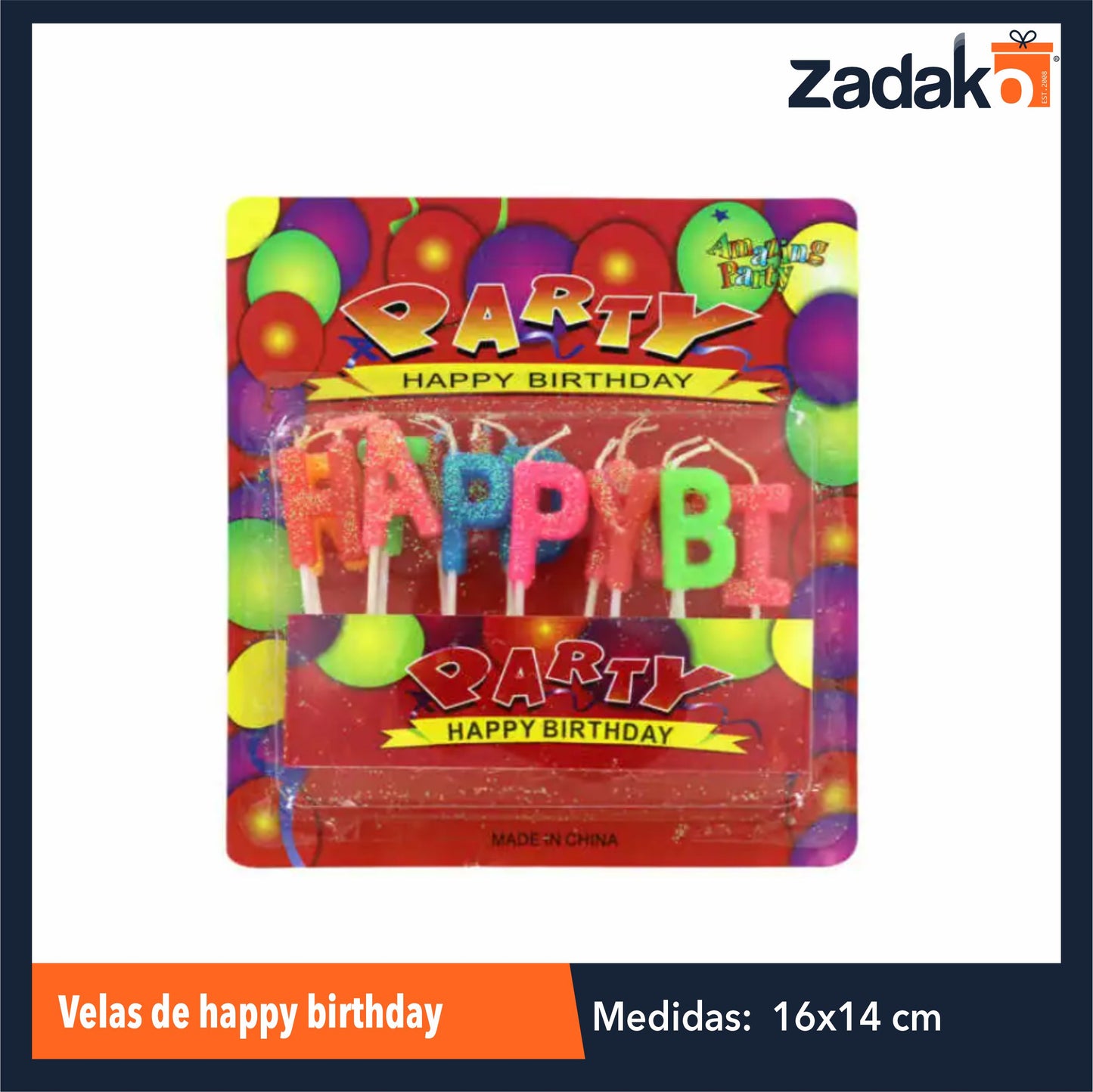 ZFI-0108 VELAS DE HAPPY BIRTHDAY CON 1 PZ O CAJA CON 360 PZS