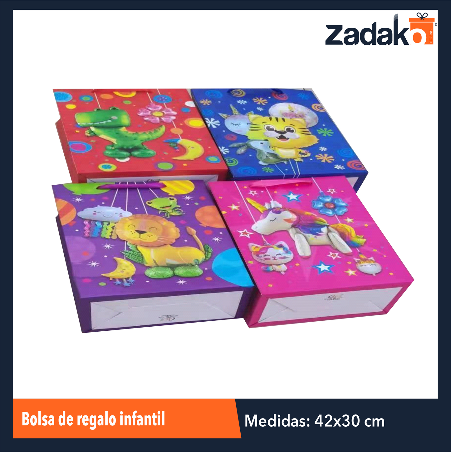 ZFI-0130 BOLSA DE REGALO INFANTIL 30X42X12 CM CON 12 PZ O CAJA CON 30 PQTS
