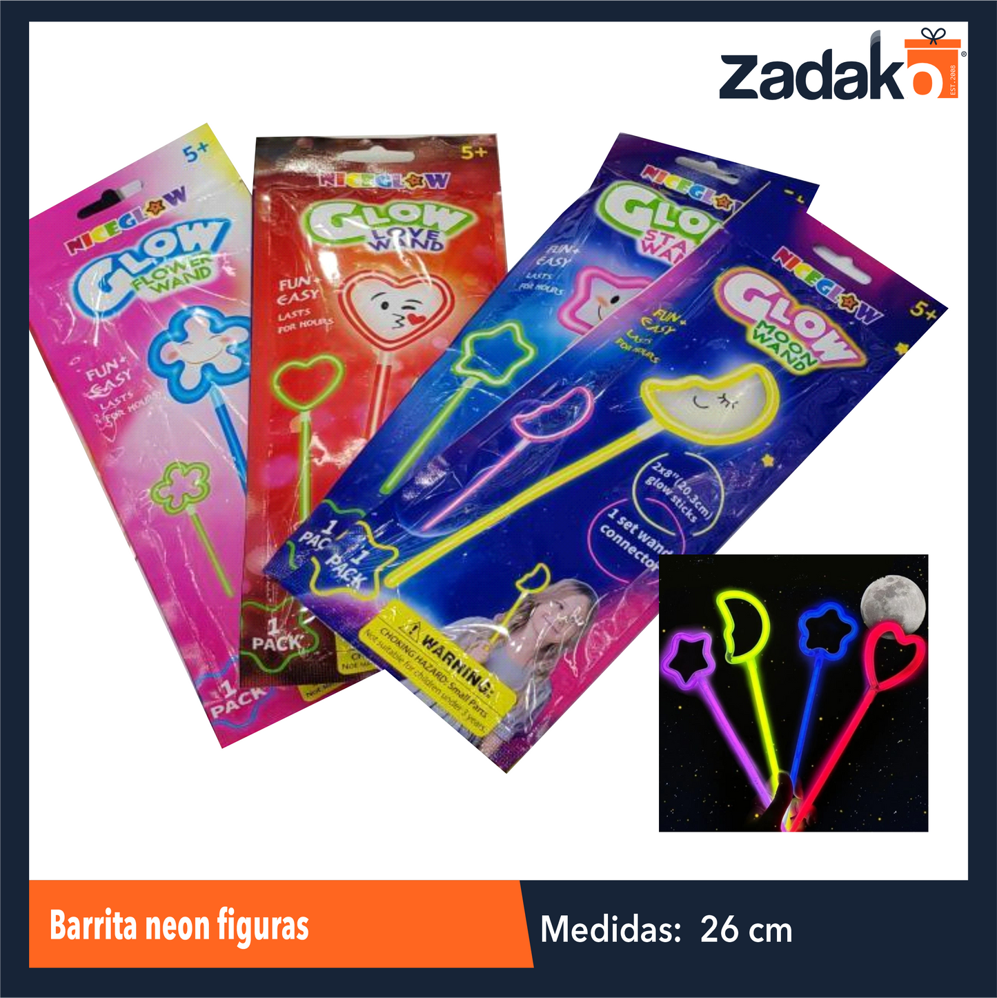ZFI-0148 BARRITA NEON FIGURAS CON 1 PZ O CAJA CON 420 PZS