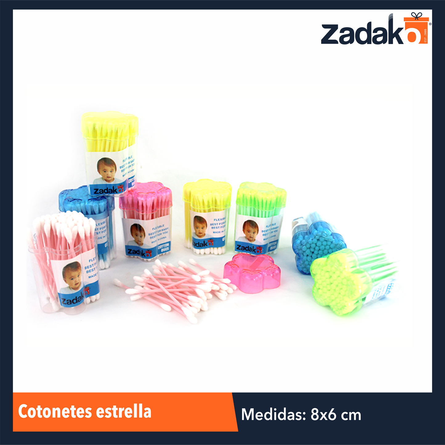 ZH-0022 COTONETE ESTRELLA, CON 12 PIEZAS, O CAJA CON 20 PQTS