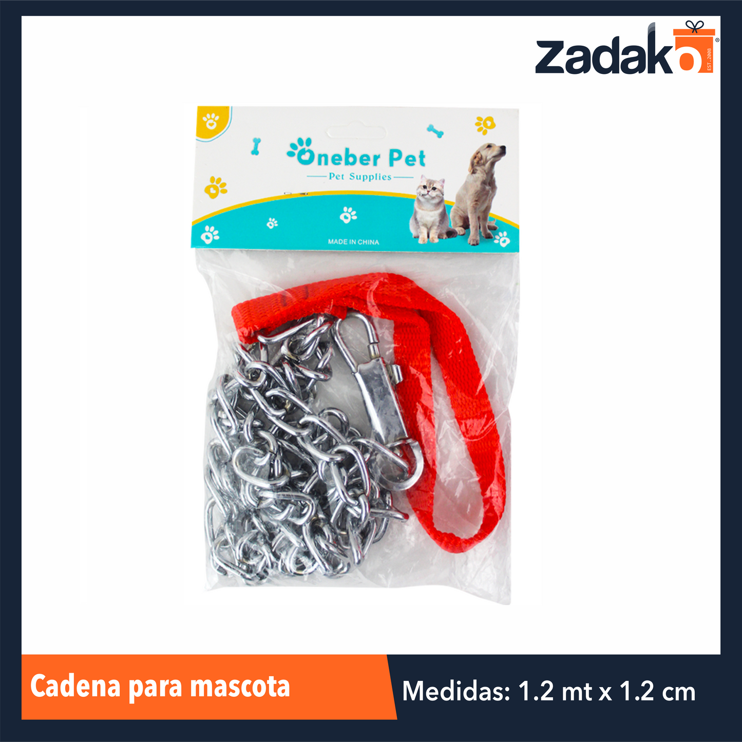 ZH-0150 CADENA PARA MASCOTA 1.2 MTS, GROSOR 1 CM, CON 1 PZ O CAJA CON 120 PZS