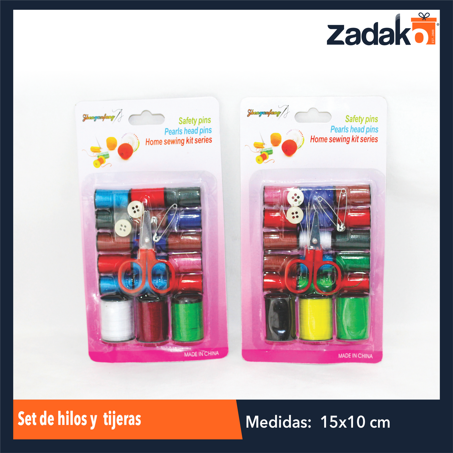 ZH-0202 SET DE HILOS Y TIJERAS CON 1 PZ O CAJA 480 PZS