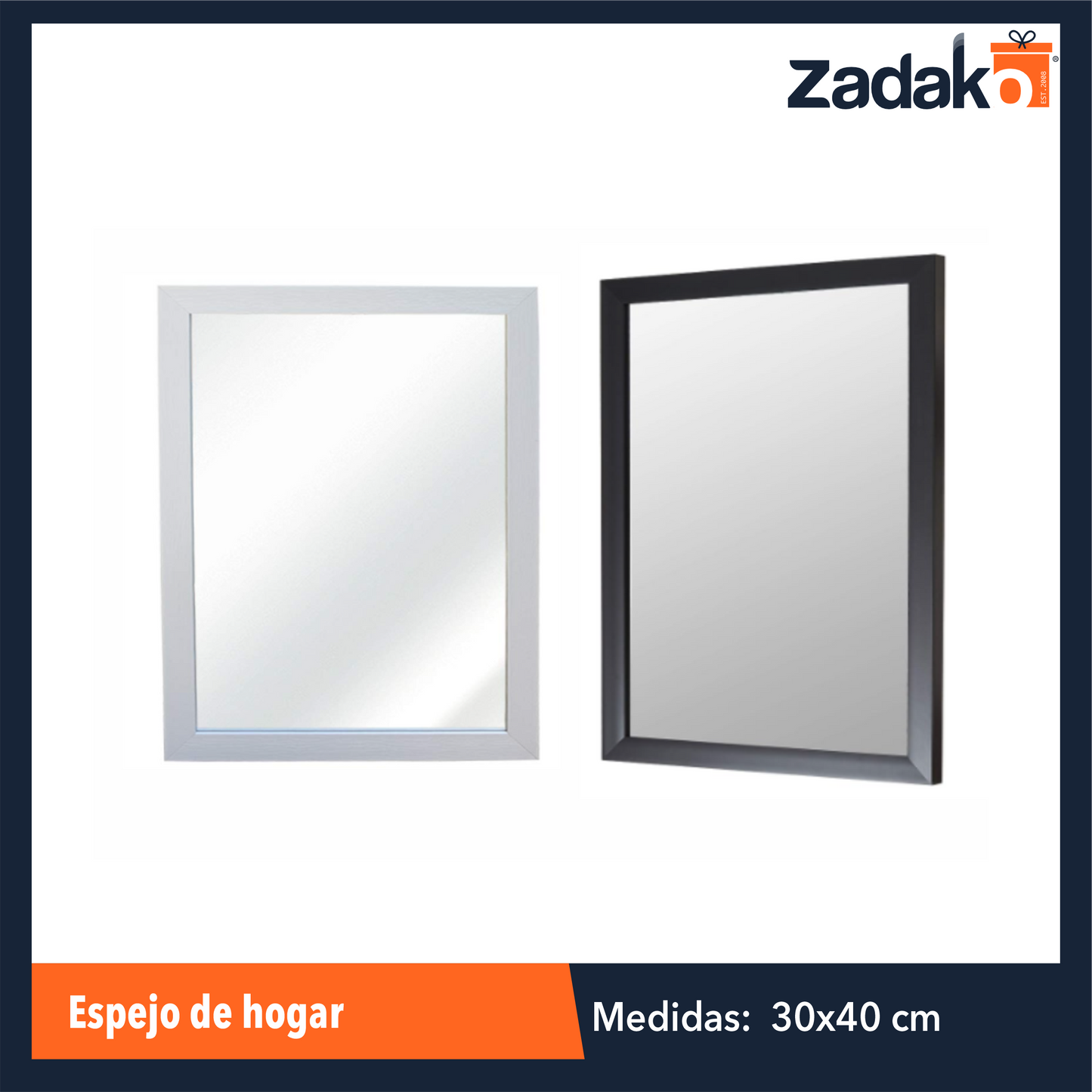 ZH-0261 ESPEJO DE HOGAR 30x40 CM CON 1 PZ O CAJA CON 24 PZS
