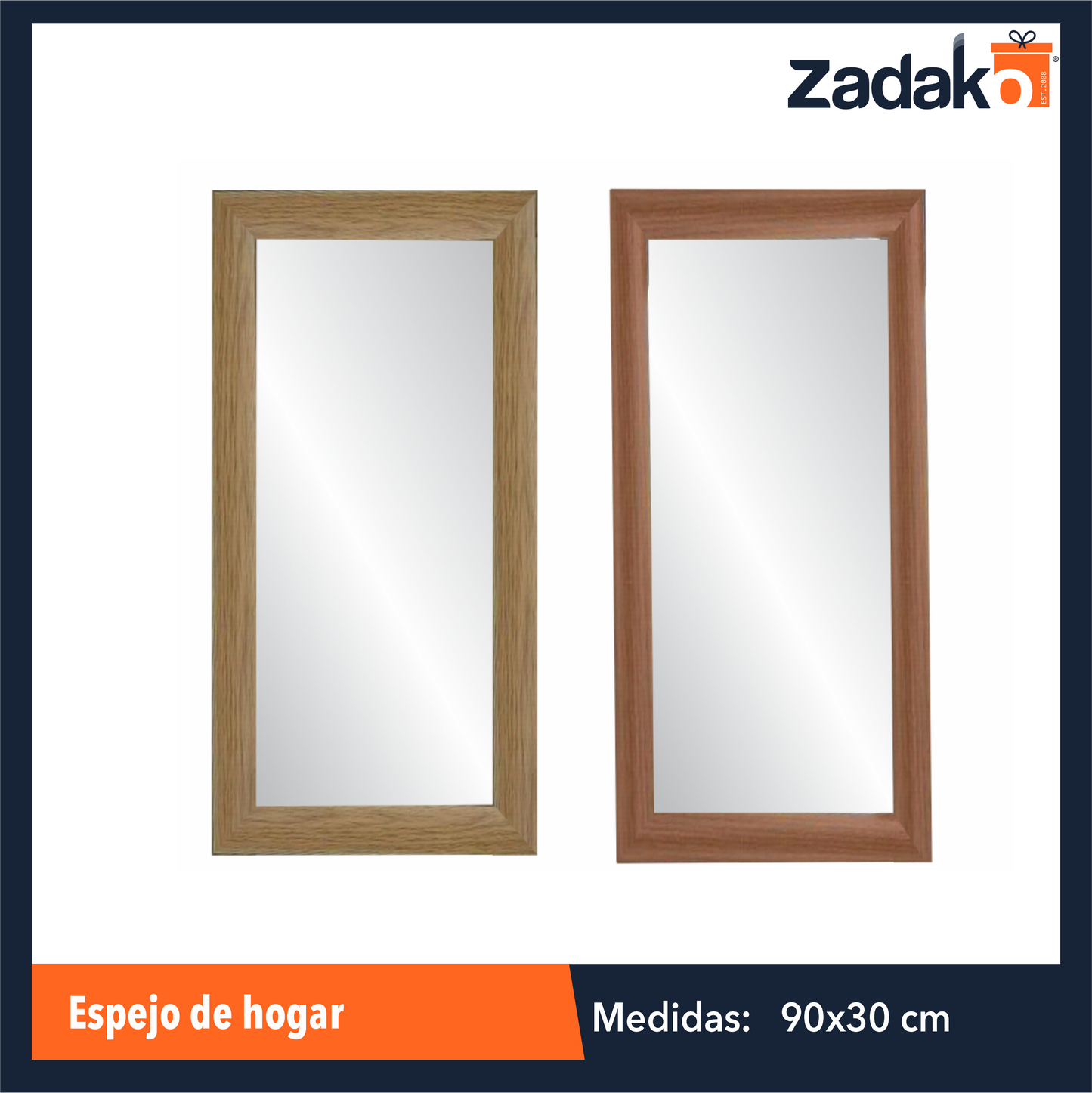 ZH-0269 ESPEJO DE HOGAR DE 30 X 90 CM CON 1 PZ O CAJA CON 12 PZS