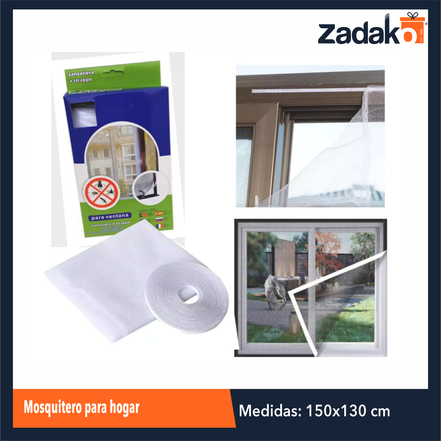 ZH-2012 MOSQUITERO PARA HOGAR DE 130x150 CM CON 1 PZ O CAJA CON 96 PZS