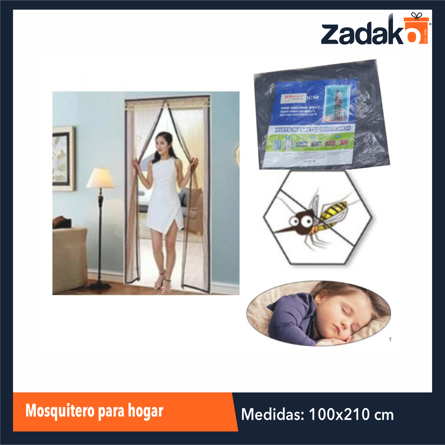 ZH-2014 MOSQUITERO PARA HOGAR DE 100x210 CM CON 1 PZ O CAJA CON 120 PZS