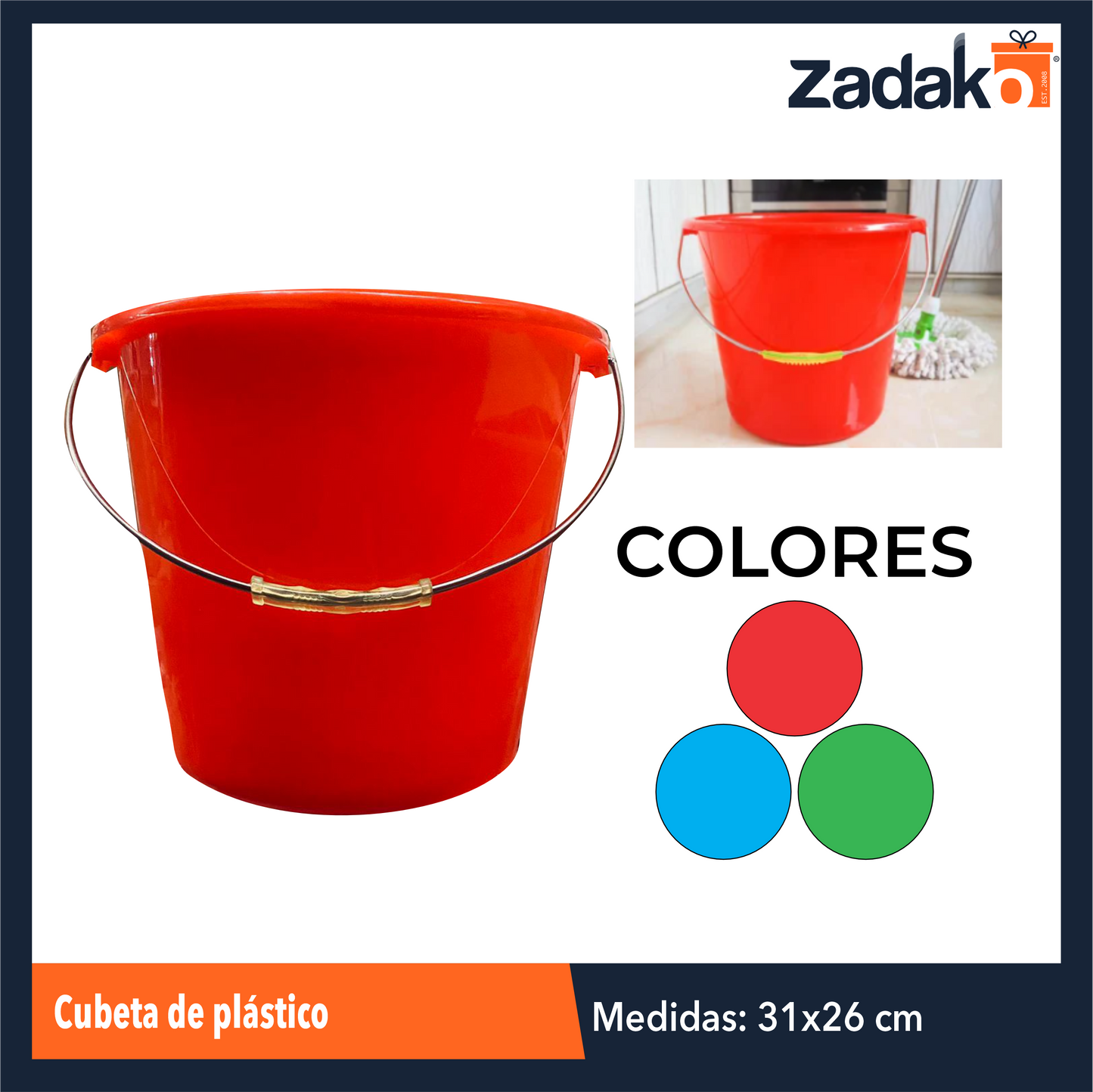 ZH-2250 CUBETA DE PLASTICO 26x31 CM CON 1 PZ O CAJA CON 60 PZS