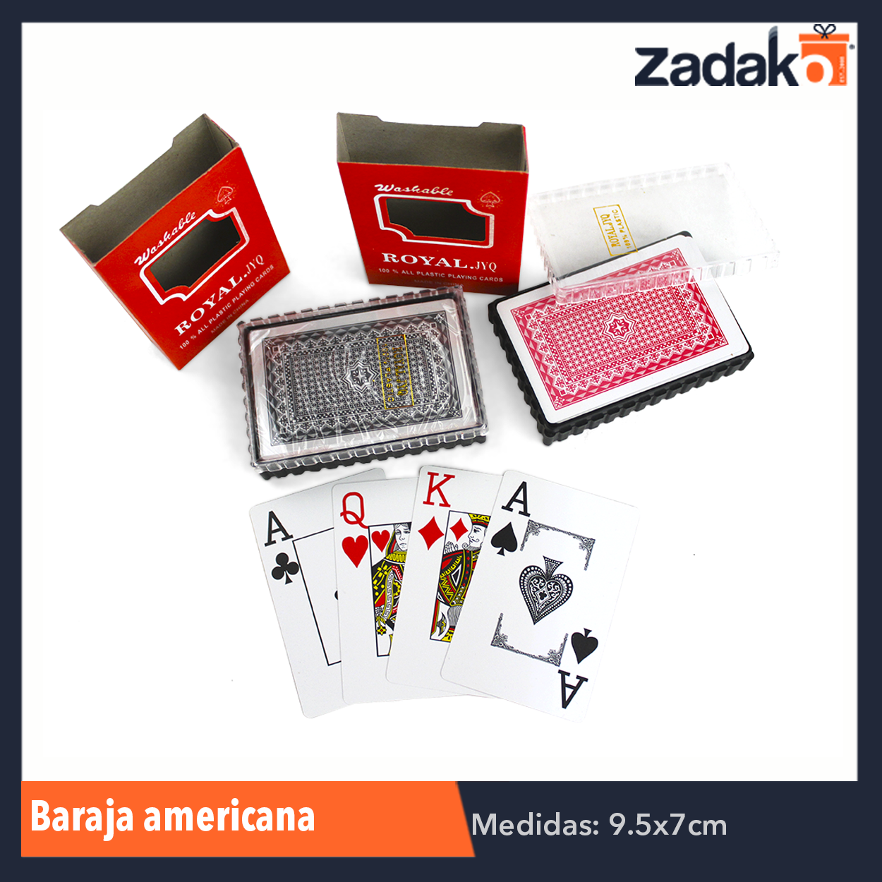 ZJ-0039 BARAJA AMERICANA PLASTICA, CON 12 PZS, O CAJA CON 12 PQTS