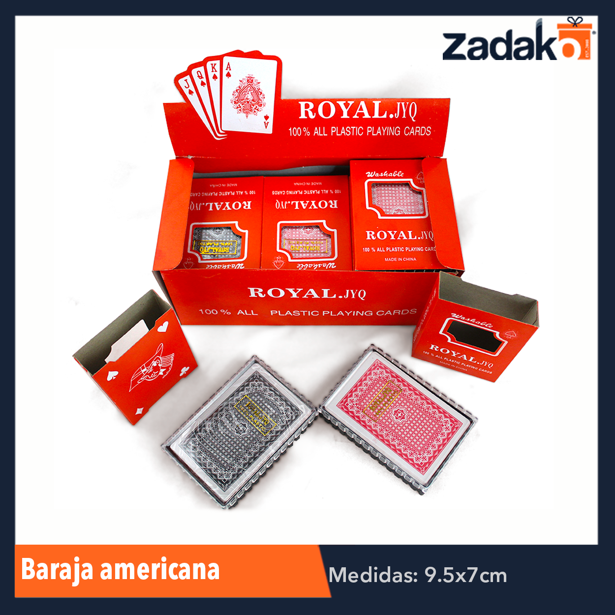 ZJ-0039 BARAJA AMERICANA PLASTICA, CON 12 PZS, O CAJA CON 12 PQTS