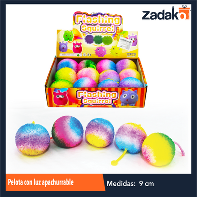 ZJ-0125 PELOTA CON LUZ APACHURRABLE CON 12 PZS O CAJA CON 24 PQTS