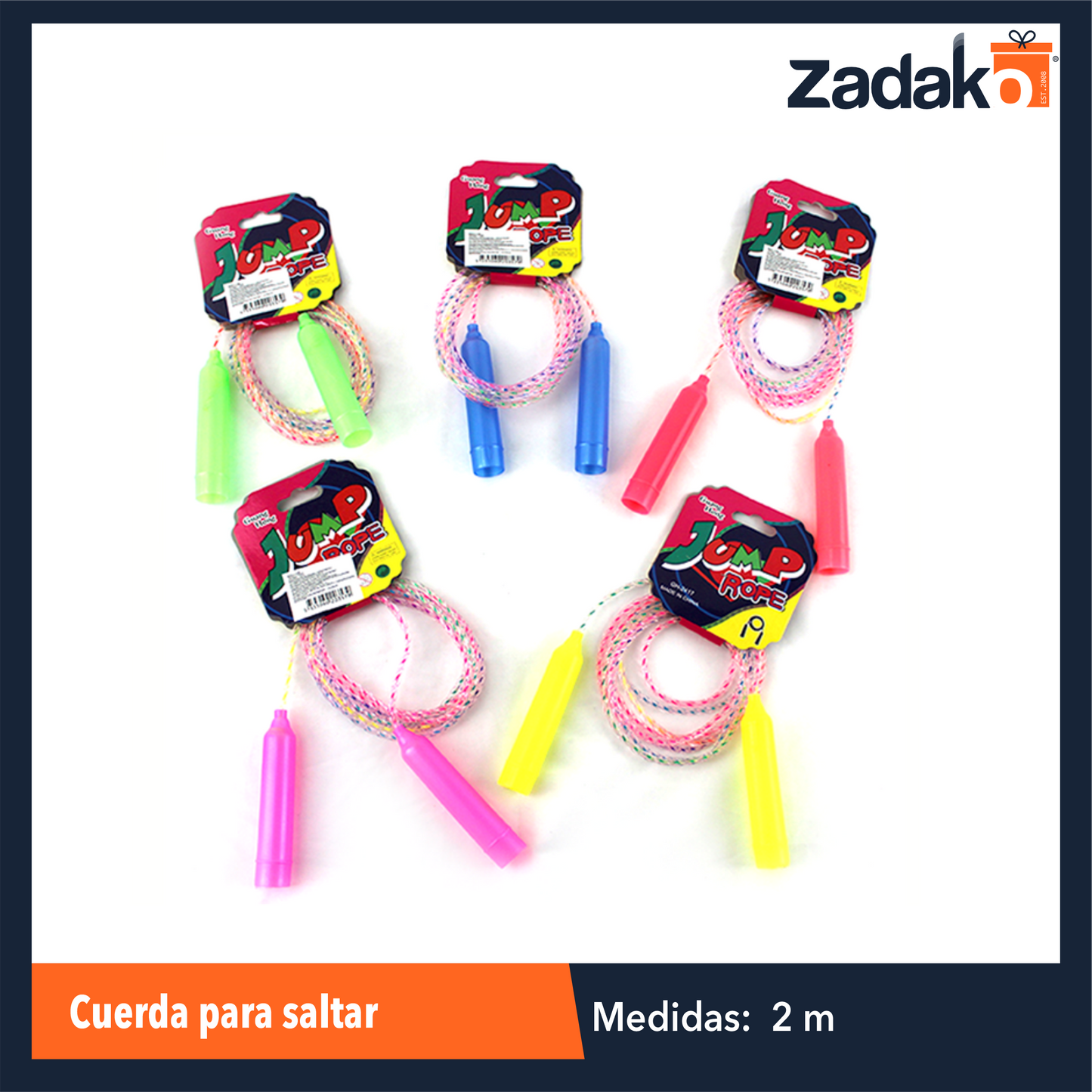 ZJ-0357 CUERDA PARA SALTAR, CON 1 PZ O CAJA CON 600 PZS