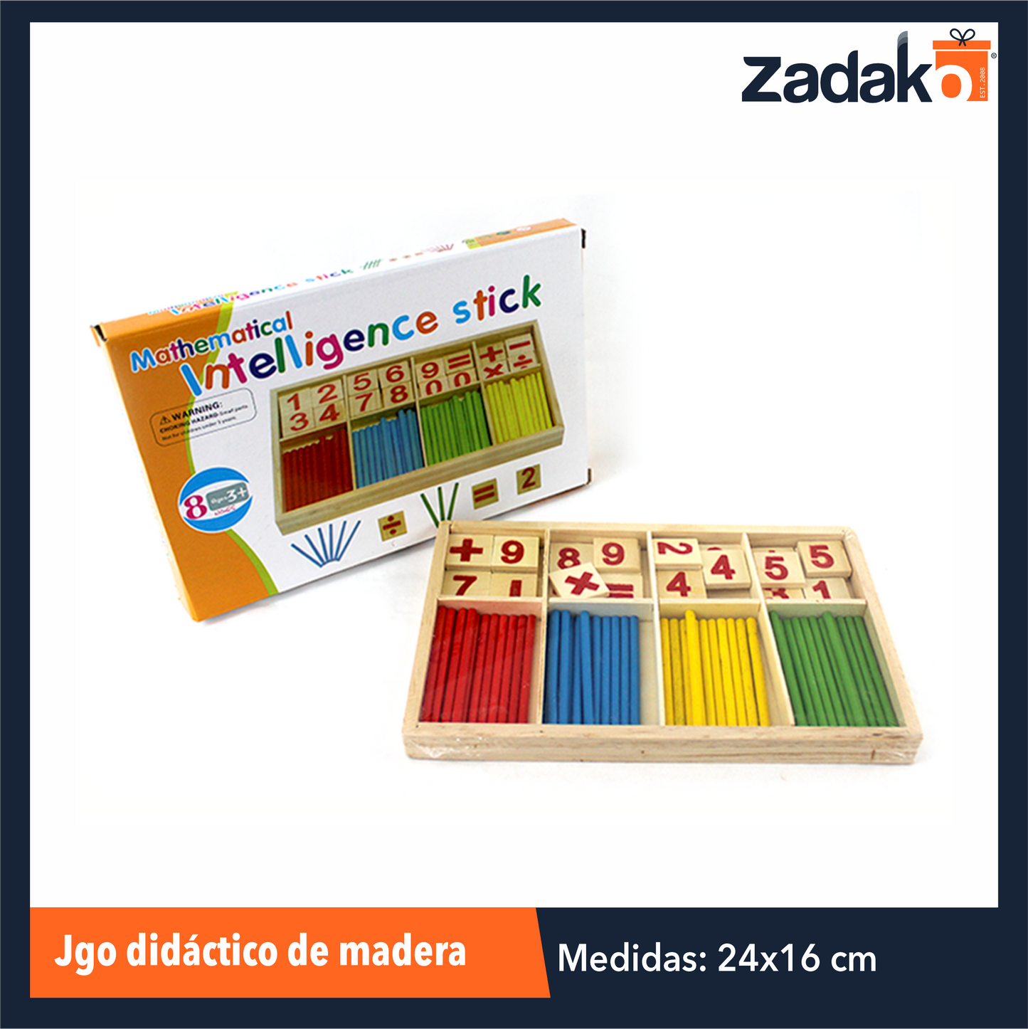 ZJ-0441 JUGUETE DIDACTICO SET MONTESSORI DE PALILLOS PARA APRENDIZAJE DE MATEMATICAS DE 23x15 CM, CON 1 PZ O CAJA CON 120 PZS