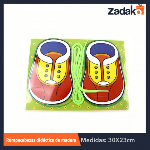 N-GPM-3122 ZJ-0451 JUGUETE DIDACTICO PARA APRENDER A AMARRAR CORDONES DE ZAPATOS DE 30X22.5 CM, CON 1 PZ O CAJA CON 120 PZS