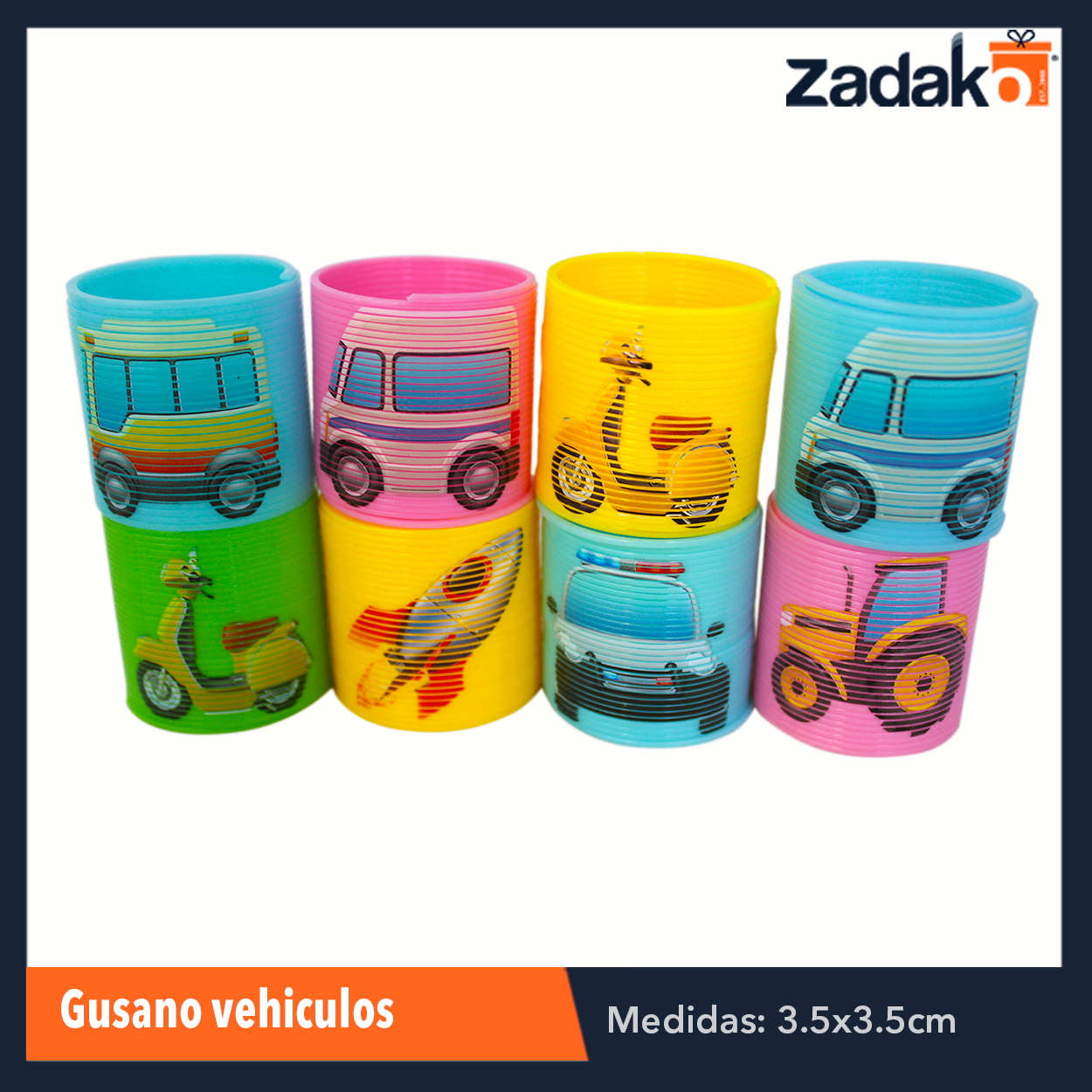 ZJ-0908 BLISTER 12 PZS GUSANO VEHICULOS, CON 1 PZ O CAJA CON 240 PZS