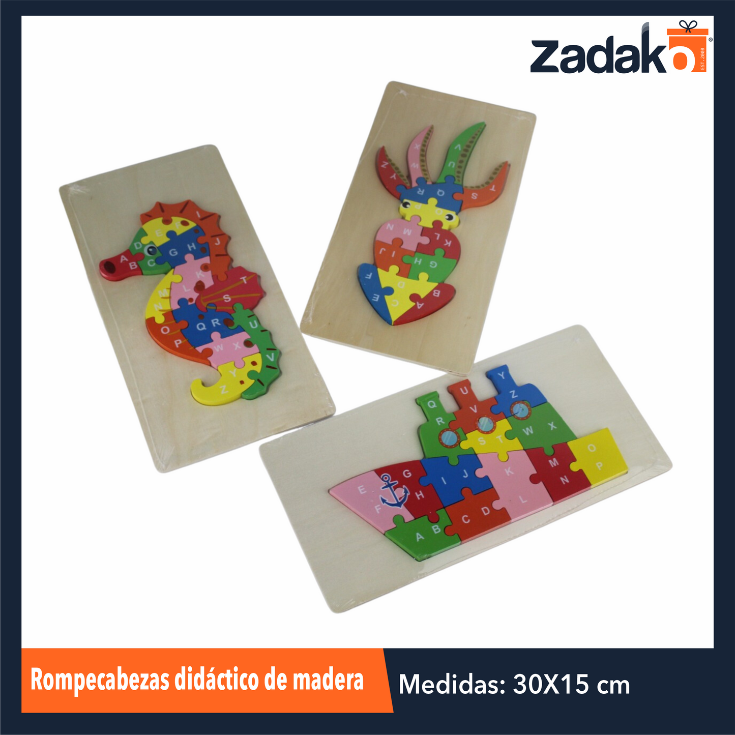 N-GPM-3169 ZJ-1259 ROMPECABEZAS DIDACTICO TRIDIMENSIONAL DE ANIMALES DE MADERA 30 X 15 X 0.07 CM CON UNA PZ O CAJA CON 160 PZS