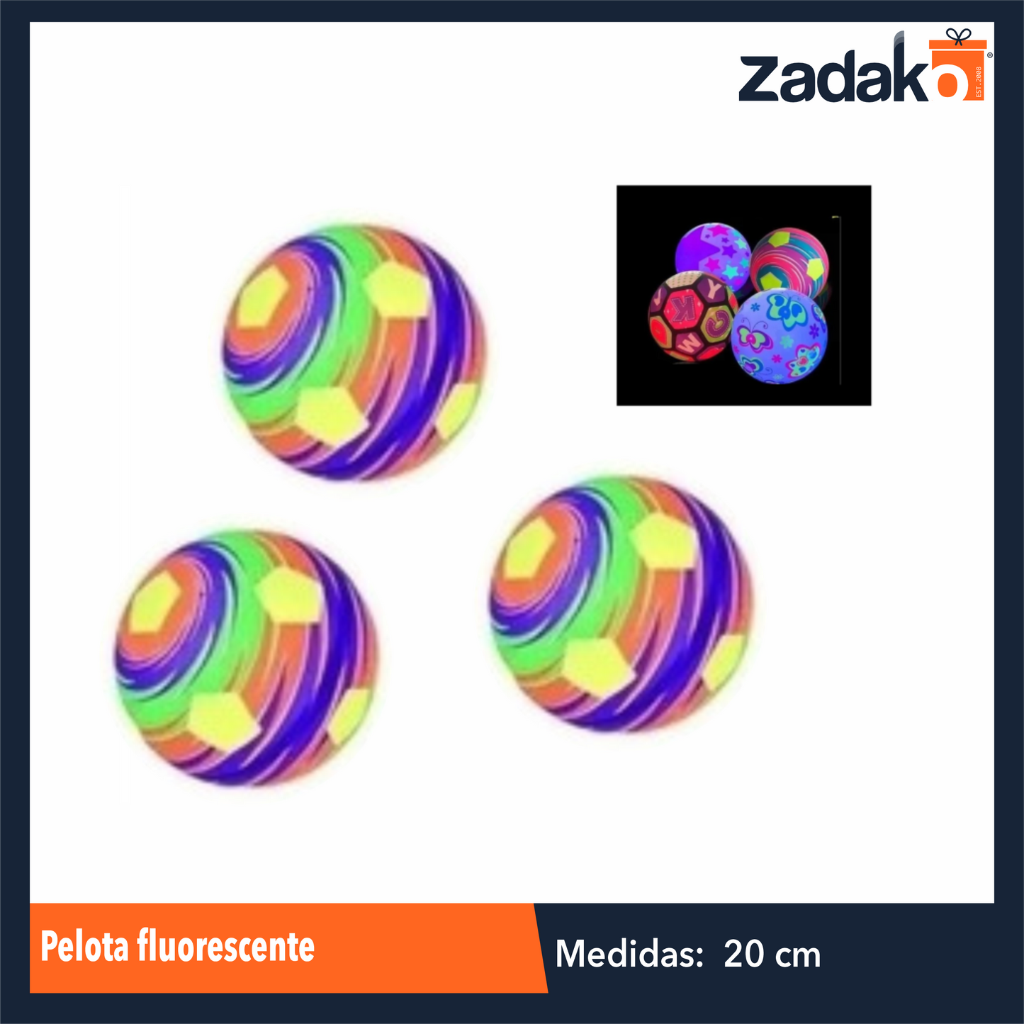GPM-4605 PELOTA DE COLOR NEON CON 12 PIEZAS O CAJA CON 50 PQTS