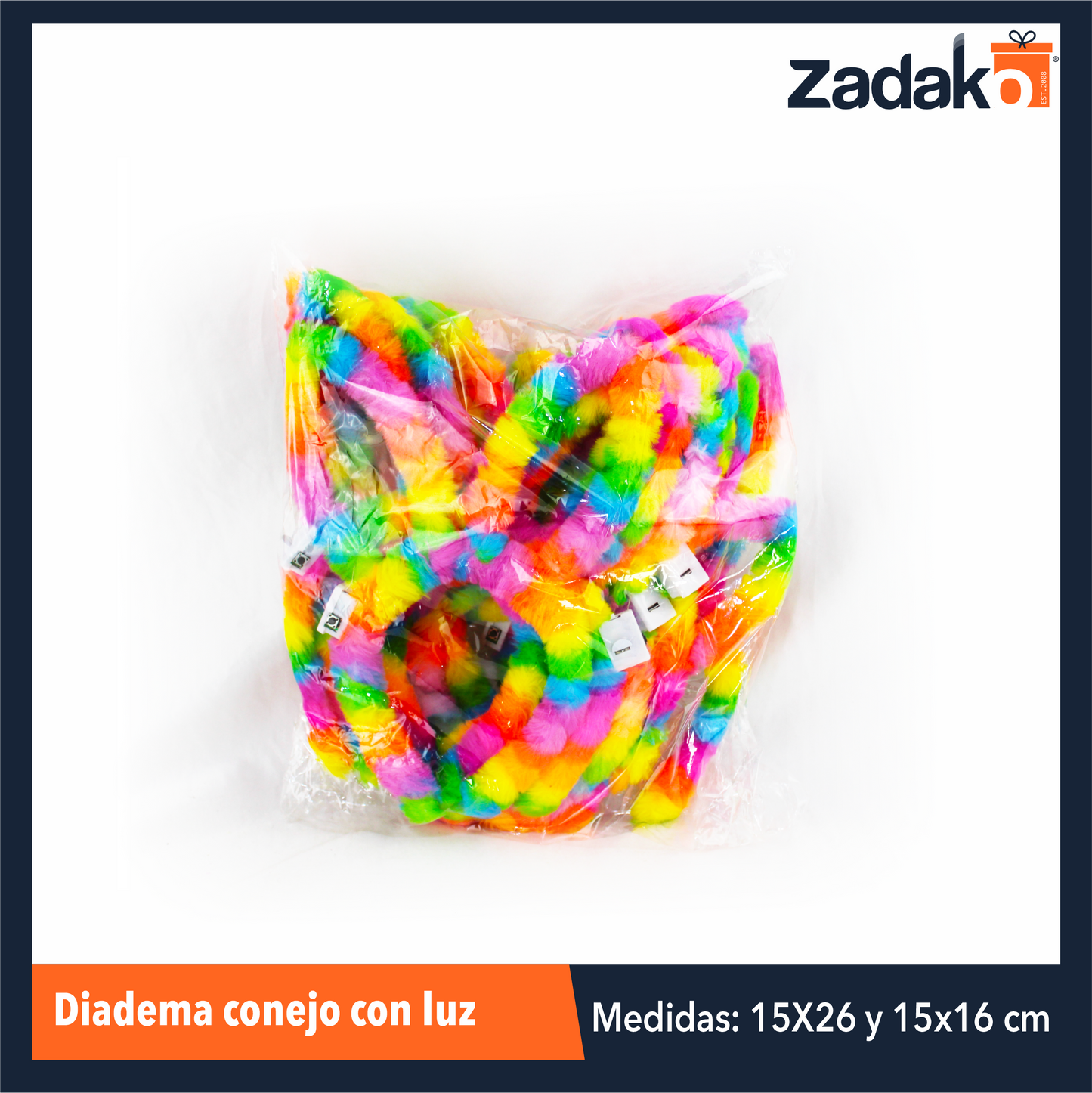 ZJ-1289 DIADEMA CONEJO CON LUZ CON 12 PIEZAS, O CAJA CON 50 PQTS