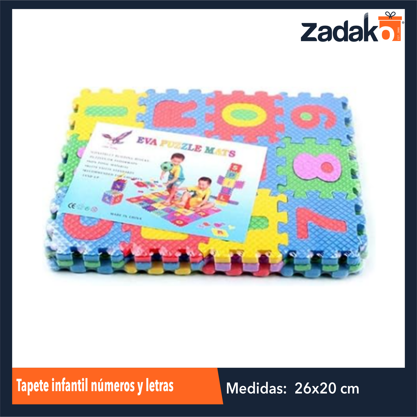 ZJ-1295 TAPETE INFANTIL NUMEROS Y LETRAS DE 7x7 CM INDIVIDUAL CON 1 PZ O CAJA CON 144 PZS