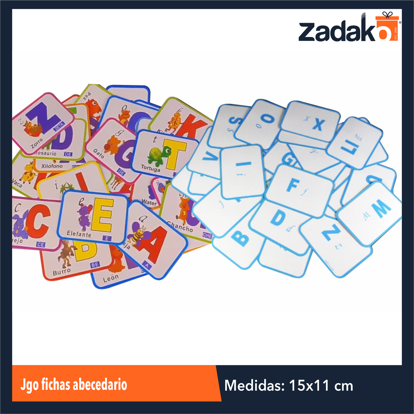 N-GPM-2507 GPM-2507 ZJ-1301 JGO FICHAS ABECEDARIO DE 11 X 15 CM CON 1 PZ O CAJA CON 200 PZS