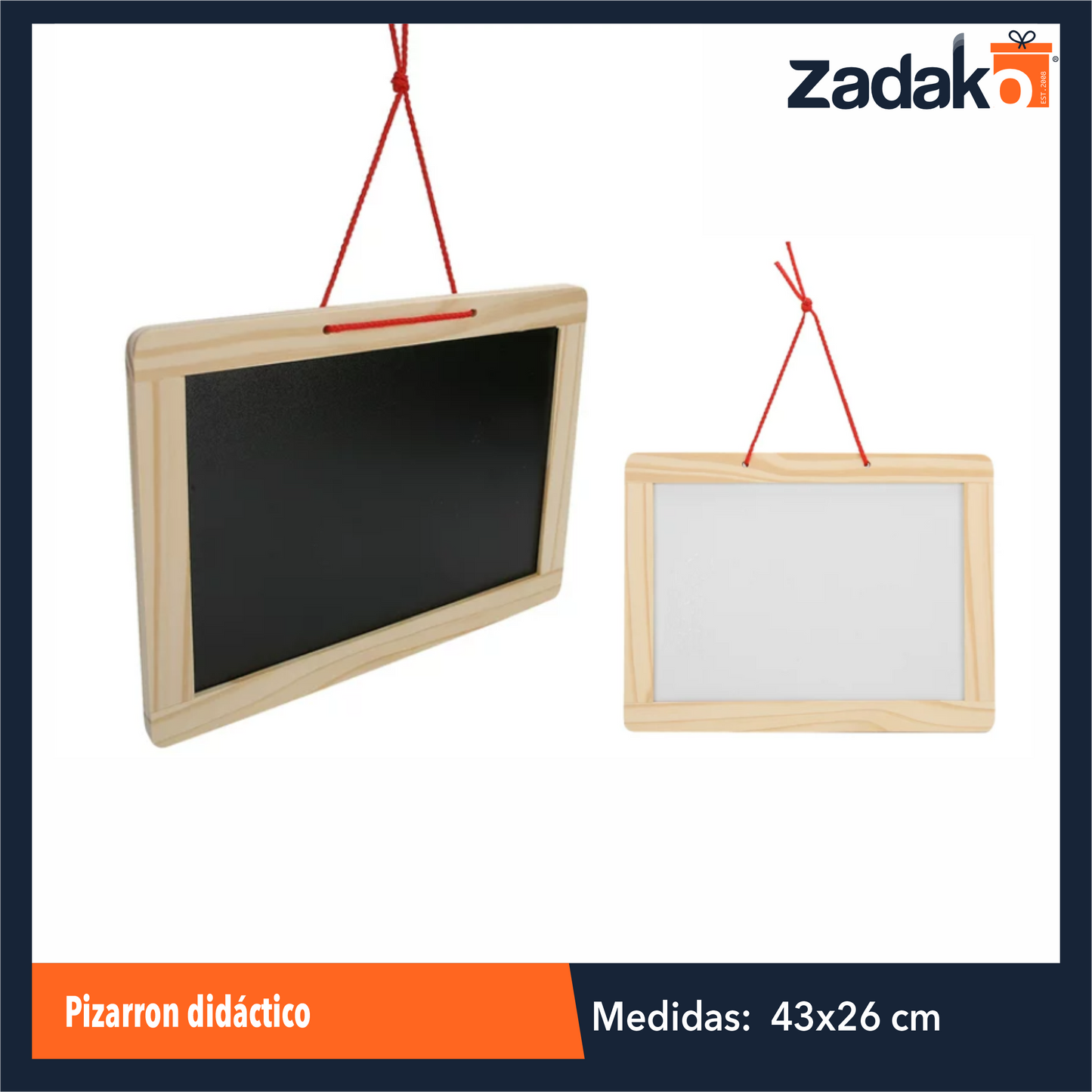 ZJ-1359 DOBLE PIZARRON DIDACTICO DE MADERA CON ACCESORIOS DE 43.7x33.3x1.1 CM CON 1 PZ O CAJA CON 40 PZS