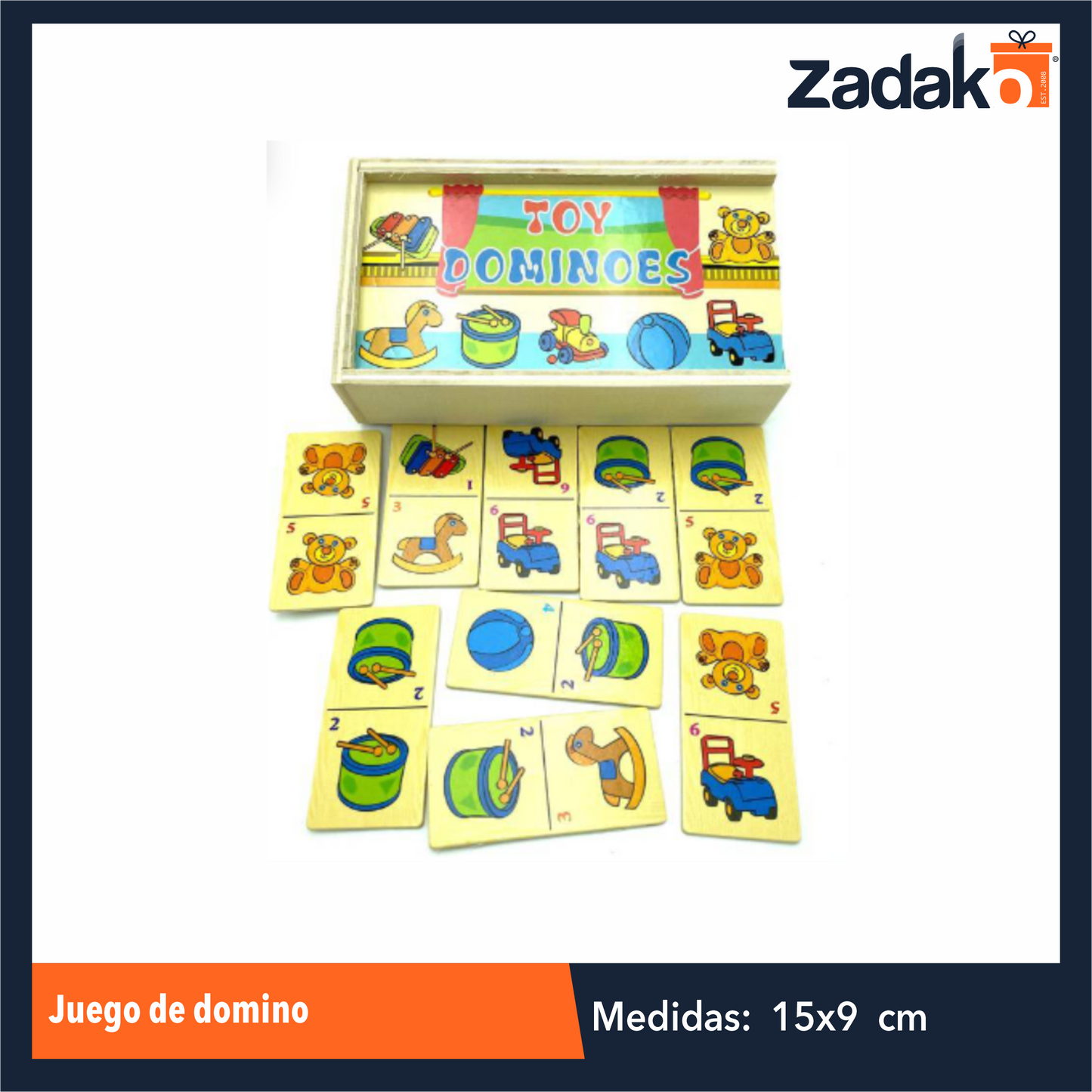 ZJ-1367 JUEGO DE DOMINO DE VARIOS DISEÑOS DE MADERA DE 15.5x9x4 CM CON 1 PZ O CAJA CON 120 PZS