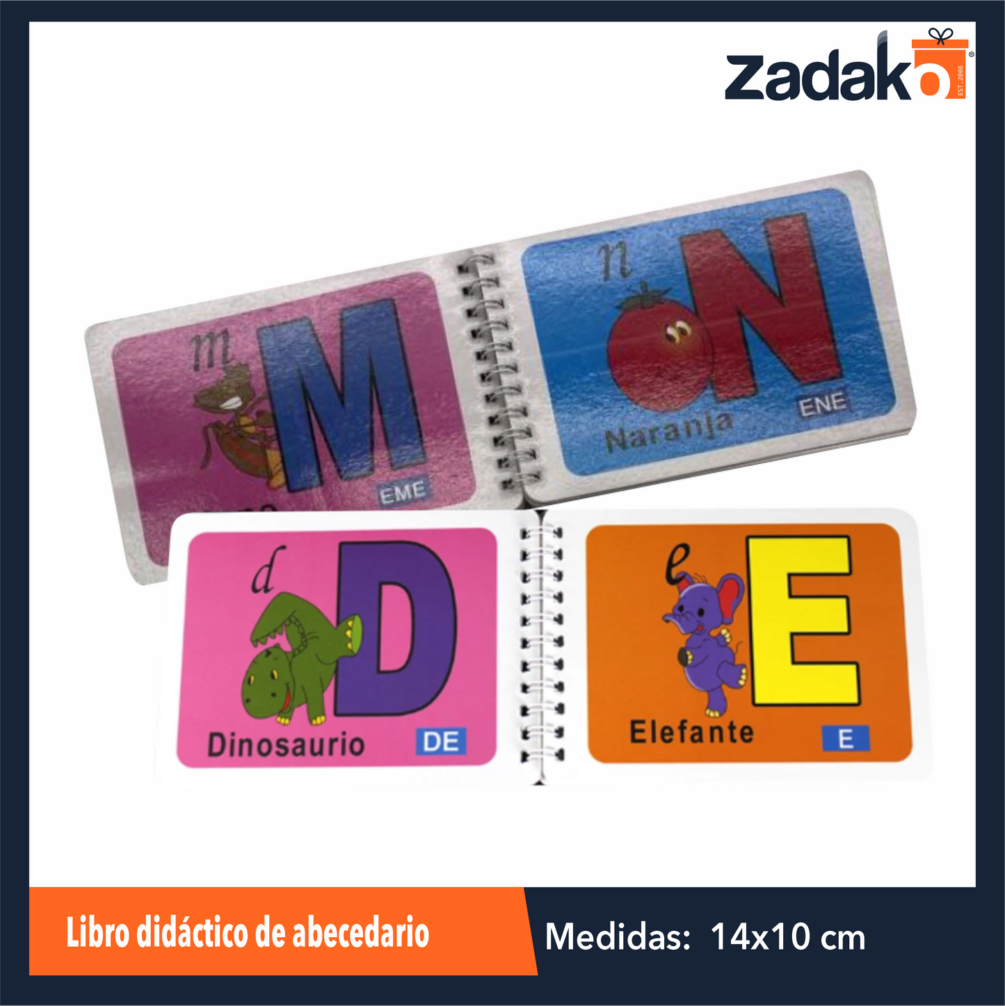 ZP-1194 LIBRO DIDACTICO DE ABECEDARIO DE APRENDIZAJE EN ESPAÑOL DE 19 X 10.5 CM CON 1 PZ O CAJA CON 240 PZS