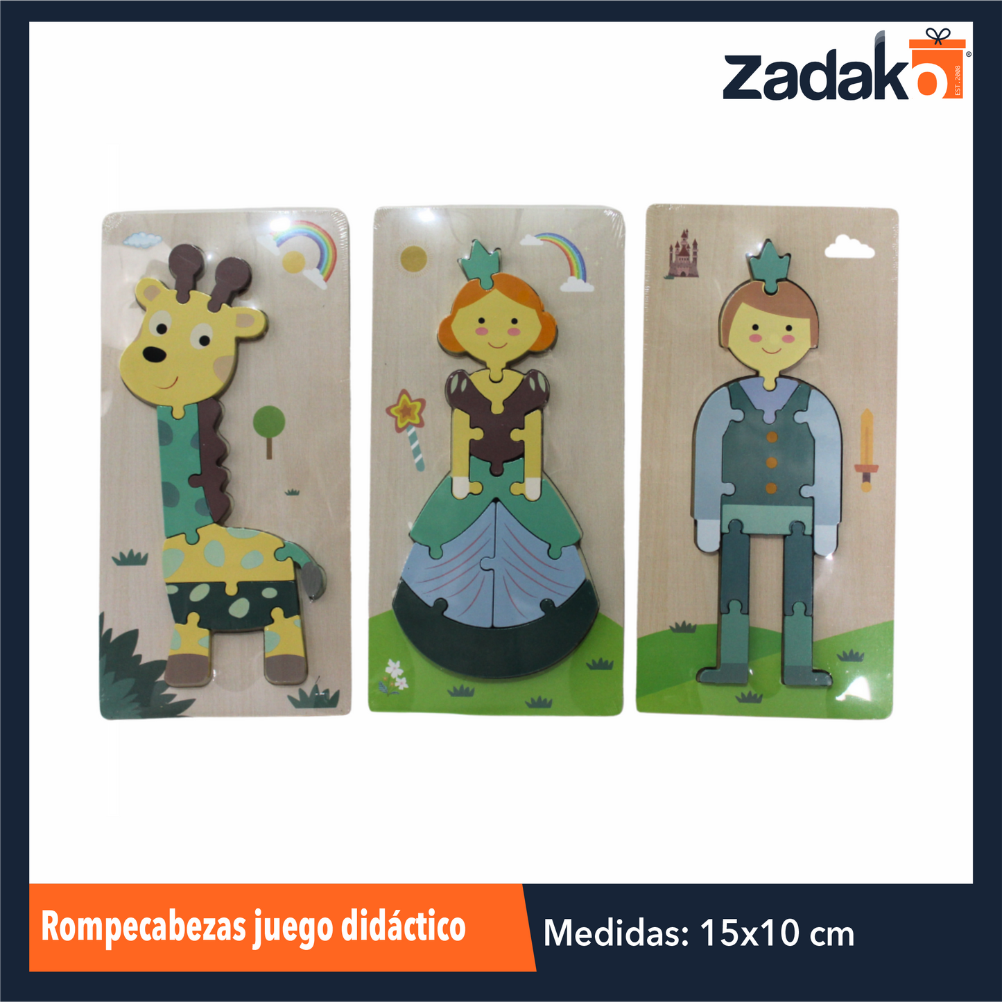 ZJ-1376 ROMPECABEZAS DIDACTICO TRIDIMENSIONAL DE DIFERENTES DISEÑOS DE MADERA DE 30x15x0.5 CM CON 1 PZ O CAJA CON 100 PZS