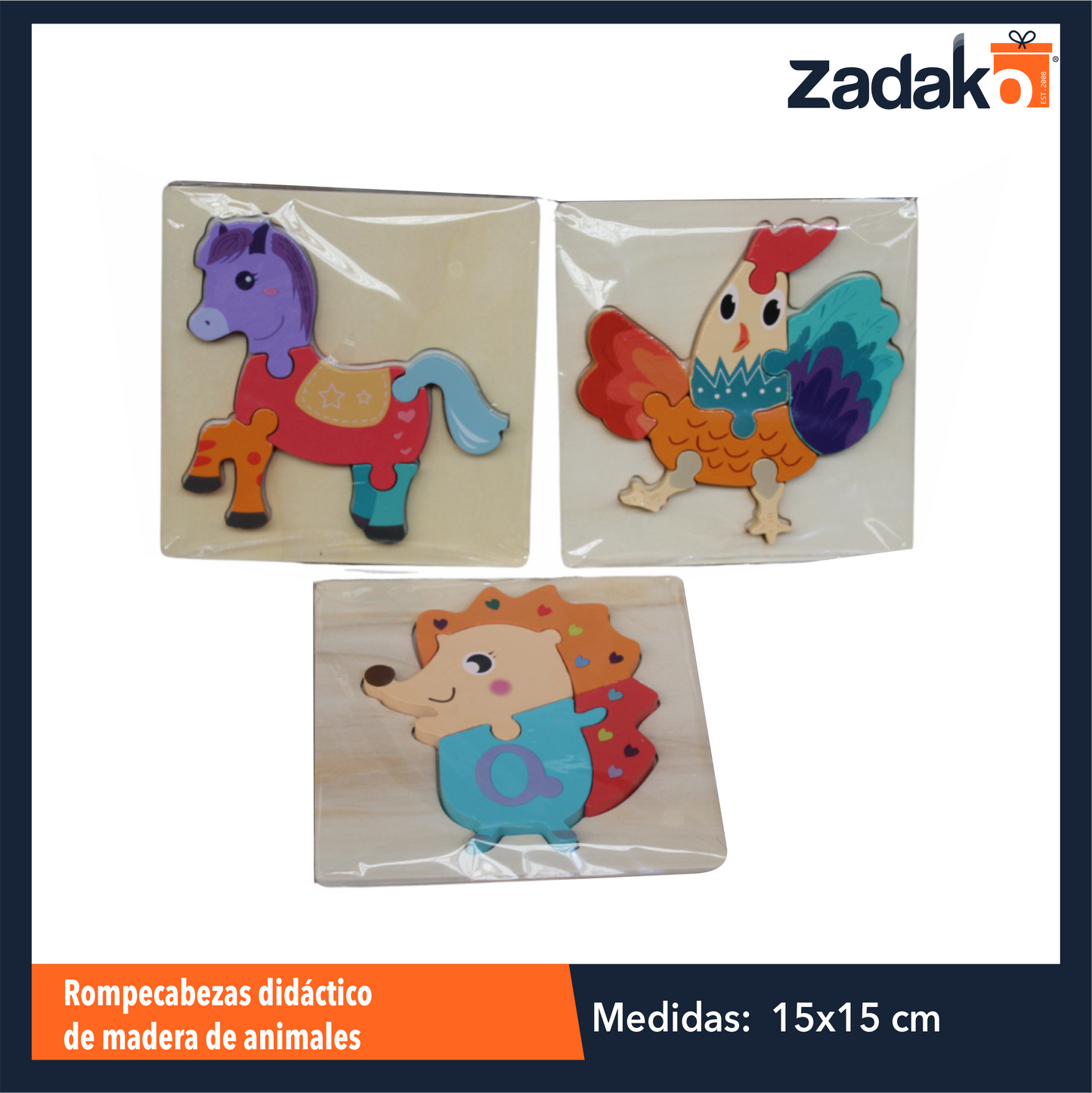 N-GPM-3267 ZJ-1407 ROMPECABEZAS DIDACTICO DE MADERA DE VARIAS FIGURAS INFANTILES DE 15 X 15 X 0.05 CM CON 1 PZ O CAJA CON 160 PZS