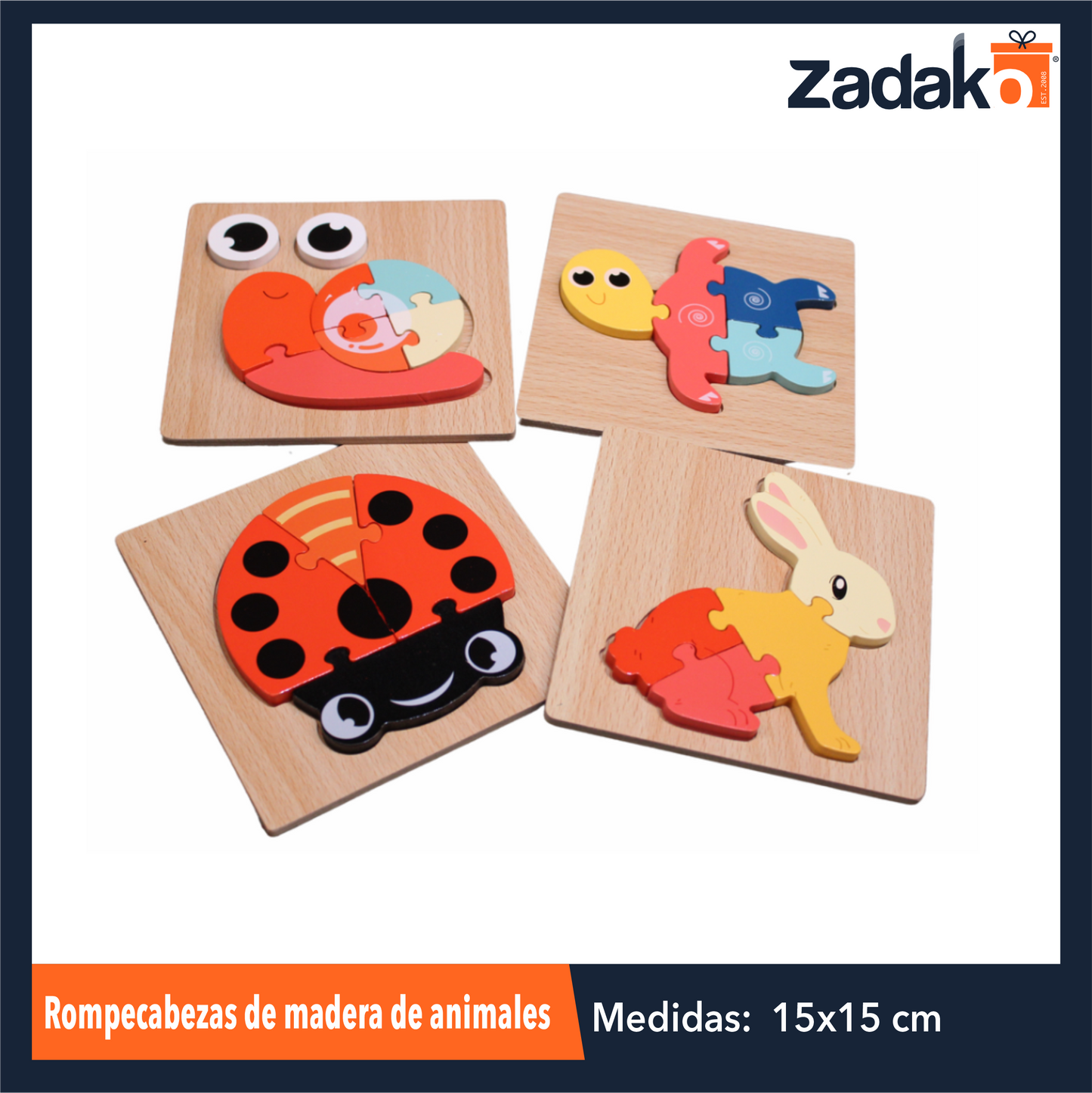 GPM-3271 ROMPECABEZAS DE MADERA TRIDIMENSIONAL DE ANIMALES DE 14.6 X 14.7 X 0.5 CM CON 1 PZ O CAJA CON 160 PZS