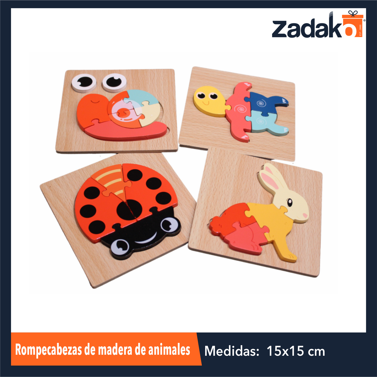 GPM-3271 ROMPECABEZAS DE MADERA TRIDIMENSIONAL DE ANIMALES DE 14.6 X 14.7 X 0.5 CM CON 1 PZ O CAJA CON 160 PZS