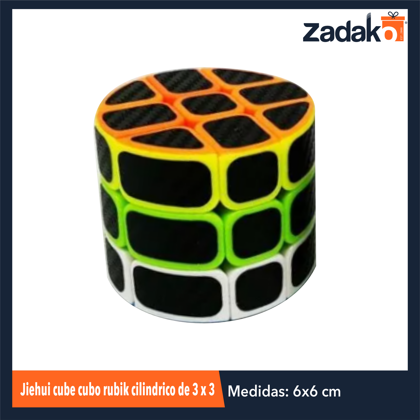 ZJ-1427 JIEHUI CUBE CUBO RUBIK CILINDRICO DE 3 X 3 CON 6 PZ POR PAQUETE O CAJA 48 PQTS