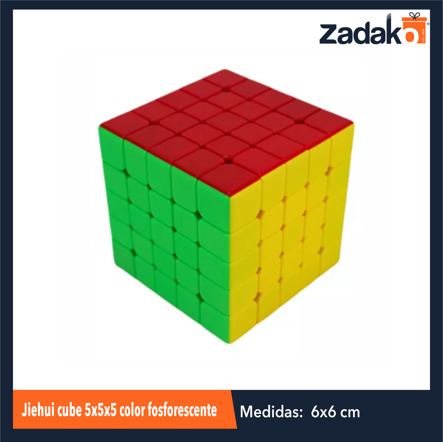 ZJ-1429 JIEHUI CUBE CUBO DE RUBIK 5X5X5 COLOR FOSFORESCENTE CON 6 PZ POR PAQUETE O CAJA 48 PQTS