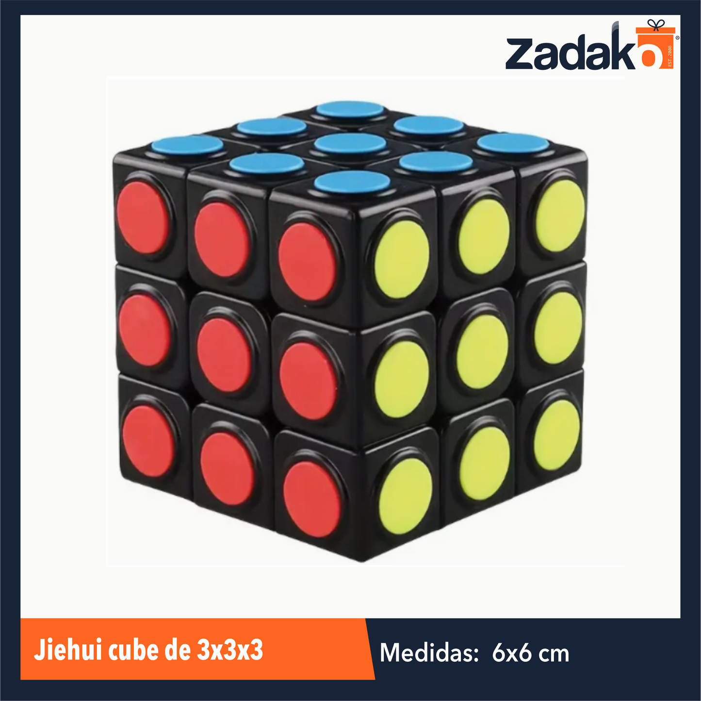 ZJ-1435 JIEHUI CUBE CUBO RUBIK DE 3x3x3 CON 6 PZ POR PAQUETE O CAJA 48 PQTS