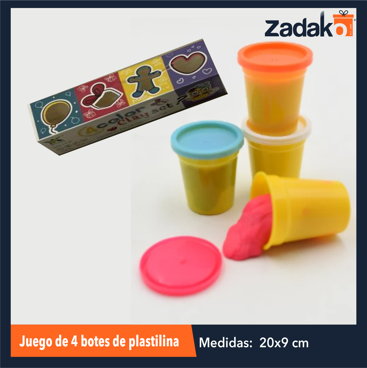 ZJ-1685 JUEGO DE 4 BOTES DE PLASTILINA CON 1 PZ O CAJA CON 108 PZS